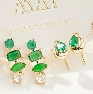 4 May Emerald Birthstone Crystal And Clear CZ Bridgerton Earrings Anthropologie
